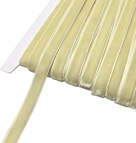 Vista 72 de Chenkou Craft Cinta de Terciopelo Beige 25 Yardas 1/4" Lotes a Granel (Beige, 1/4"(6mm))