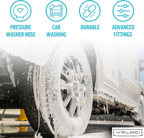 Vista 3 de MTM Hydro Kobrajet - Manguera de lavado de alta presión de 3/8 pulgadas, 4000 PSI 75 pies para lavado de autos y detalles, accesorios para lavadora
