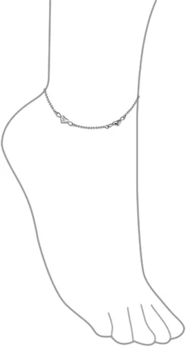 Vista 2 de Multi Flat Puff Station Dangle Hearts Charm Anklet Ankle Bracelet For Women Teen Beaded Ball Figaro Chain Rose 14K Yellow Gold Vermeil .925 Sterling