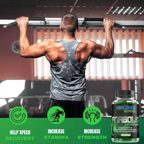 Vista 6 de Worldwide Nutrition Acelerador anabólico - Suplemento diario para hombres - 180 cápsulas - Apoya la energía, la recuperación del entrenamiento