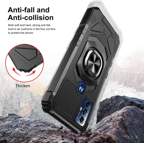 Vista 4 de Customerfirst - Funda para Motorola Moto G Play 2023 con protector de pantalla, soporte de anillo para soporte magnético de automóvil, grado