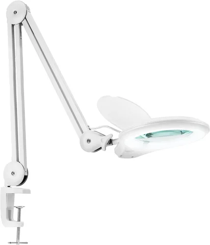 Vista 12 de Neatfi Lámpara de aumento bifocal LED de 1,200 lúmenes, lente de vidrio de 5 pulgadas, aumento doble 2.25X/6X, regulable, brazo ajustable con Negro