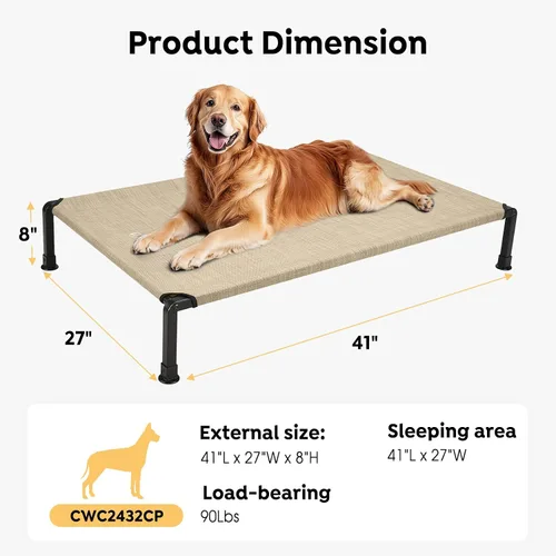 Vista 4 de Veehoo Cama elevada resistente para perros, cama elevada con malla Teslin lavable y transpirable, pies de silicona antideslizantes, cuna refrescante