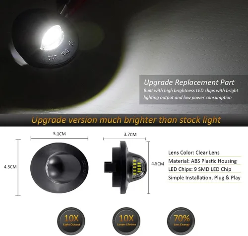 Vista 2 de D-Lumina Conjunto de luces LED para matrícula compatible con camioneta F150 F250 F350 F450 F550 Superduty Ranger Explorer Bronco Excursion