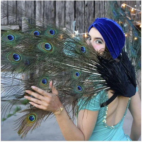 Vista 4 de American Feathers Plumas de cola de pavo real con ojos de 35 a 40 pulgadas por 50