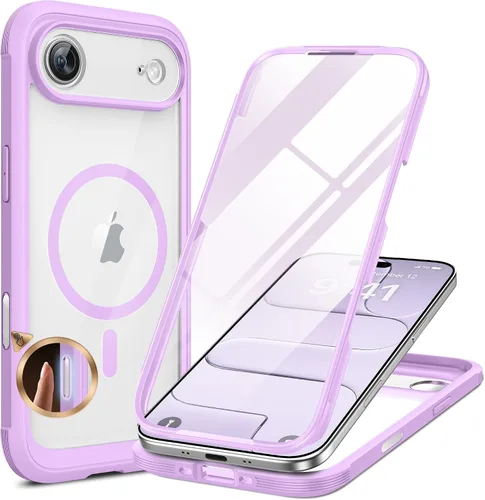 Vista 137 de Miracase - Funda magnética para iPhone 13 Pro Max de 6.7 pulgadas (compatible con MagSafe), transparente, completo, protector de pantalla de vidrio
