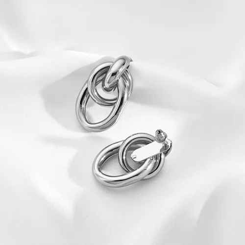 Vista 5 de Aretes colgantes geométricos dorados para mujer, aretes colgantes de eslabones largos