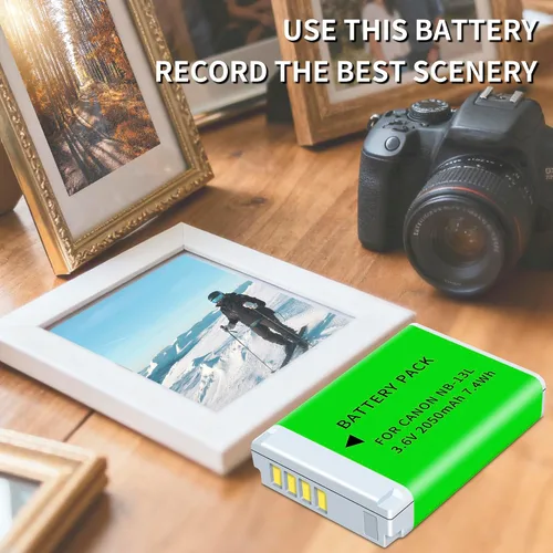 Vista 8 de Paquete de 2 baterías NB-13L mejoradas (2050 mAh) y cargador LED dual para Canon PowerShot G1 X Mark III, G5 X, G5X Mark II, G7 X, G7 X Mark II, G9