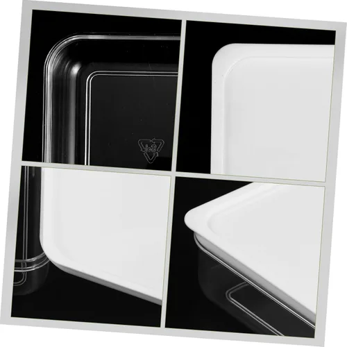 Vista 8 de Recipientes de alimentos para refrigerador resistentes al desgaste con tapas, cajas rectangulares transparentes para almacenamiento de carne