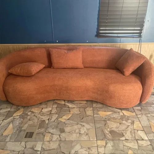 Vista 22 de KEVINSPACE Sofá curvo de 101 pulgadas, 4 asientos, moderno sofá de tela boucle de lujo, sofás de respaldo curvado de mediados de siglo, moderno