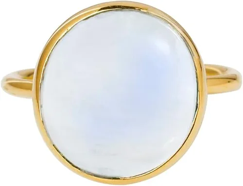 Vista 3 de YoTreasure Anillo solitario chapado en oro de 14 quilates de plata 925 verde ostra azul cobre turquesa piedra lunar labradorita ágata dendrítica