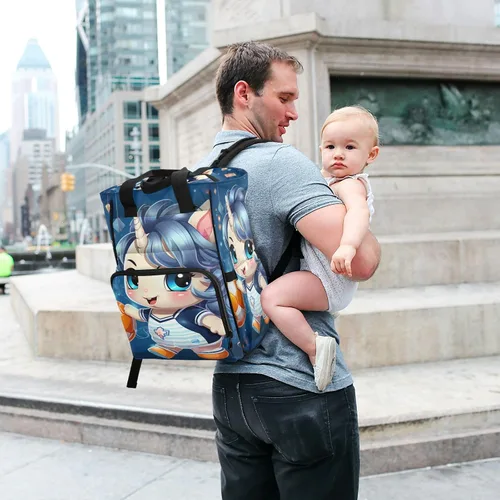 Vista 7 de Mochila de viaje con diseño de unicornio y fútbol de dibujos animados, mochila de viaje de gran capacidad, bolsas para mamá, para papá, mujeres