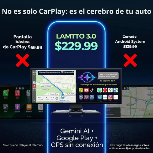 Vista 3 de LAMTTO Pantalla AI CarPlay de 11 '' con Google-Play Descargar aplicaciones