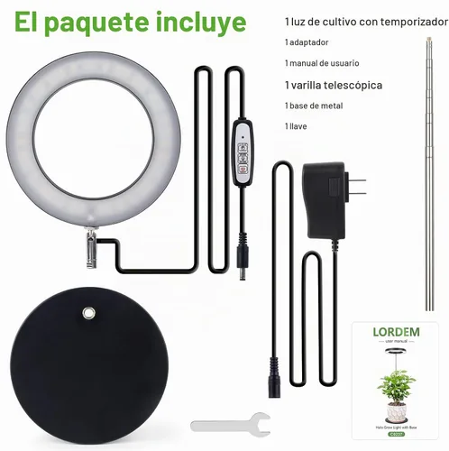 Vista 7 de LORDEM Luz de crecimiento, luz LED para plantas de interior, lámpara de crecimiento de escritorio de espectro completo con temporizador automático
