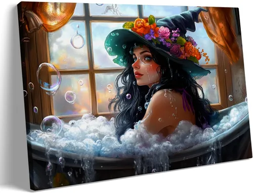 Vista 9 de Bonito arte de lectura de fantasmas, póster de pared de bosque de Halloween con hongos y plantas, impresión de lectura de fantasmas caprichosa