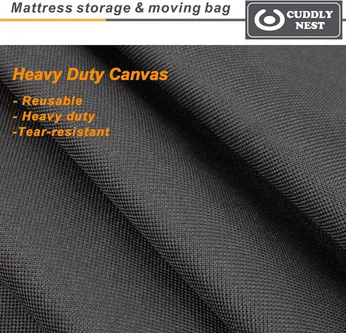 Vista 2 de Bolsa de almacenamiento impermeable para colchón para mudanza y almacenamiento, bolsa reutilizable de lona resistente con cremallera y correas