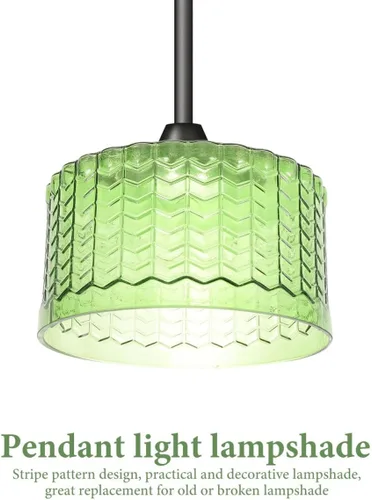 Vista 9 de Beaupretty Pantalla de luz colgante de vidrio de 5.90 x 5.90 x 3.54 pulgadas, reemplazo de pantalla de lámpara colgante con patrón de rayas
