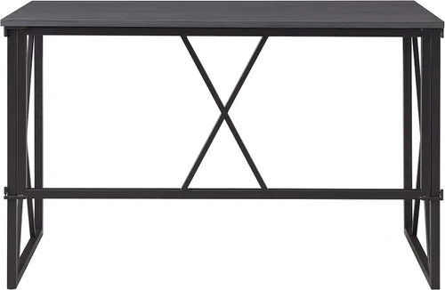 Vista 8 de Leick Home 70002-BLKNK X - Escritorio plegable para computadora, diseño moderno de espiga gris/negro mate