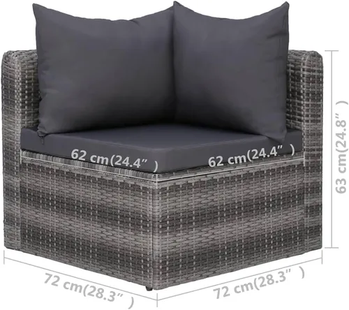 Vista 9 de Juego de sala de patio de 9 piezas con cojines, sofá casual, muebles de conversación, muebles de piscina al aire libre, utilizado en sala de estar
