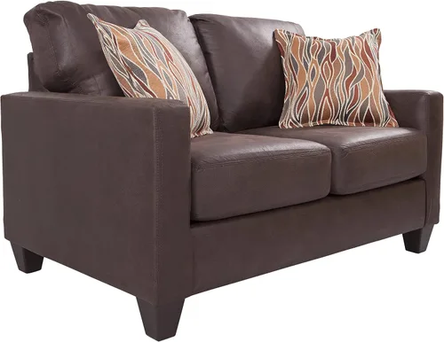 Vista 7 de American Furniture Classics Sofá de dos plazas con brazos cuadrados, marrón