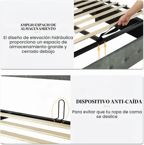 Vista 7 de SHA CERLIN Base de cama de tamaño completo con almacenamiento abatible, cabecera abombada con botón acolchado, plataforma tapizada, almacenamiento