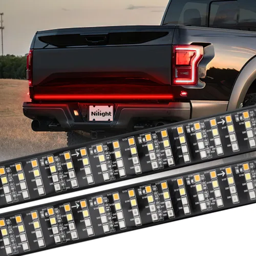 Vista 10 de Nilight - Tira de luz LED para plataforma trasera de 30 pulgadas de UTV, 204 LED, luces de freno ámbar, luces intermitentes rojas, compatible