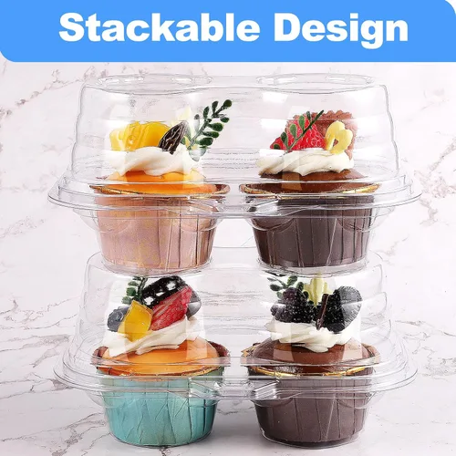 Vista 5 de 50 recipientes para cupcakes desechables, cajas de 2 cavidades para cupcakes