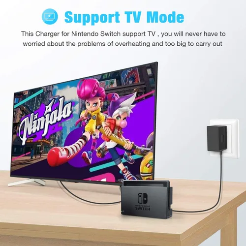 Vista 2 de Cargador de interruptor para Nintendo SwitchSwitch OLEDSwitch Lite, carga rápida de 2.5 horas con cable de carga de 5 pies, base de interruptor