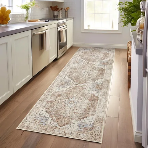 Vista 46 de jinchan Alfombra de Área 2x3 pies Alfombra Vintage de Entrada Lavable Bohemia Tapete Interior para Puerta Medallón Floral Tapete Pequeño para Puerta