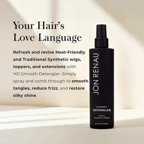 Vista 2 de Jon Renau Desenredante suave HD, spray desenredante sin enjuague para pelucas sintéticas y extensiones de cabello, spray desenredante reductor