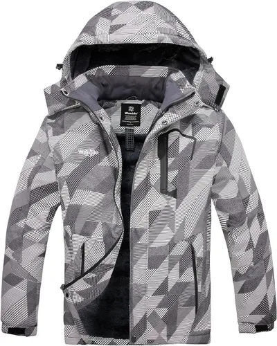 Vista 12 de wantdo Chaqueta de esquí impermeable de montaña para hombre, chaqueta de lluvia resistente al viento, abrigo cálido con capucha para invierno