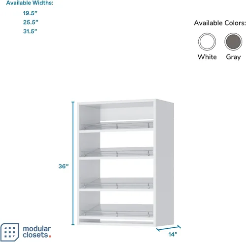 Vista 2 de Estantes cortos para armario, sistema modular de armario con estantes para zapatos (4), sistema de armario esquinero, organizadores de armario