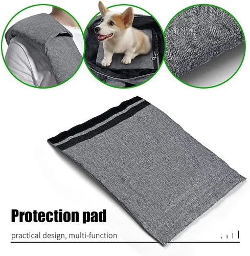 Vista 3 de Portamascotas para perros y gatos, con correa de hombro acolchada ajustable y bolsillo de malla, para paseos al aire libre