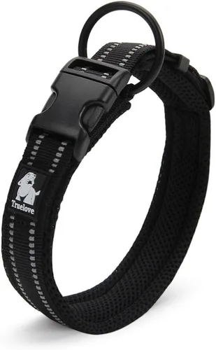Vista 9 de Creation Core Collar reflectante para perro con anillo de malla transpirable, suave acolchado de nailon ajustable, collar para mascotas, 0.6 Negro