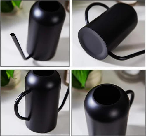 Vista 5 de Regadera de metal con boquilla larga de 40 oz/1.3 L, regadera de acero inoxidable para plantas de interior y exterior, negro mate