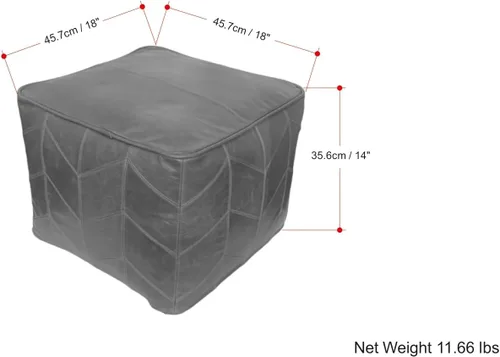 Vista 3 de SIMPLIHOME Nate Puf cuadrado de 20 pulgadas de ancho en algodón gris mezclado con estampado