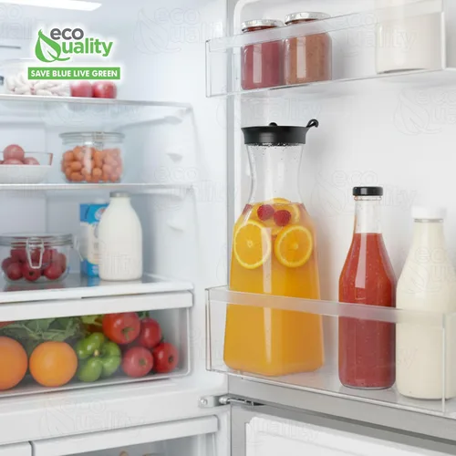 Vista 5 de EcoQuality Jarra de agua de plástico transparente de 34 onzas con tapa superior abatible negra, botella de base cuadrada con boquilla para barra