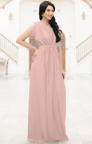 Vista 2 de KOH KOH - Vestido largo para mujer con cuello en V para maternidad dama de honor estilo dolmán
