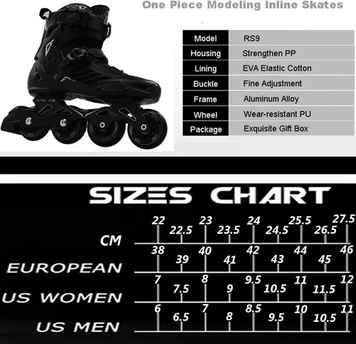 Vista 7 de LIKU Negro Profesional Patines En Línea Unisex