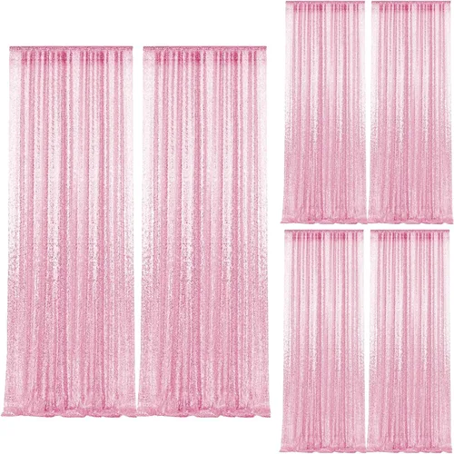 Vista 101 de 2 paneles de cortinas de fondo de lentejuelas verdes de 8 pies, cortinas de fondo de fotografía con purpurina para decoración de Navidad, boda