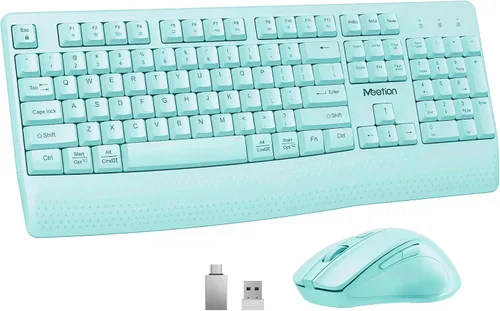 Vista 14 de MEETION Nuevo teclado y ratón inalámbrico, combo de teclado y ratón para computadora, ratón de 3 DPI ajustable, teclado inalámbrico de tamaño Negro