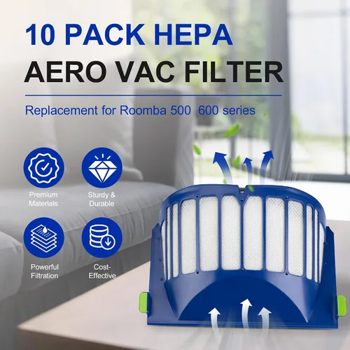 Vista 2 de Funmit Filtro Aero Vac de repuesto para Roomba 500 y 600 Series 536 550 595 614 618 620 630 635 645 650 655 660 665 671 675 677 680 690 694 695