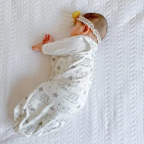 Vista 3 de HOUSABY - Manta de algodón para bebé, saco de dormir de algodón para verano, 1 saco de dormir unisex para niños pequeños, 0.5 TOG con cremallera