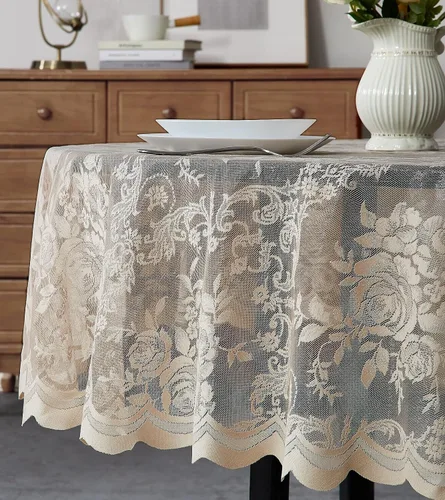 Vista 10 de Warm Home Designs Mantel redondo de 36 pulgadas con diseño de rosa inglesa para mesa auxiliar. LTC negro 36 pulgadas