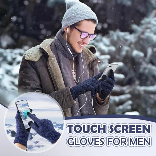 Vista 6 de SATINIOR Guantes de invierno para hombre, 4 pares de guantes cálidos con forro polar para pantalla táctil, guantes térmicos para clima frío
