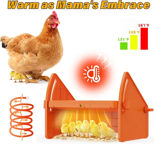 Vista 3 de Plato de incubadora de calefacción de temperatura ajustable de 3 niveles para patitos de pollitos, casa de cría para mantener las aves de corral