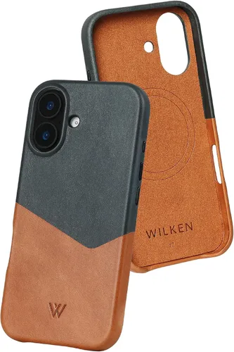 Vista 26 de Funda de teléfono delgada de cuero Wilken compatible con iPhone 15 Compatible con MagSafe y carga inalámbrica Cubierta de cuero de grano Negro