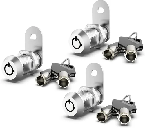 Vista 10 de Paquete de 1 cerradura de gabinete con llaves, cerradura de leva de 5/8 pulgadas con llave similar, cerradura de almacenamiento para compartimento