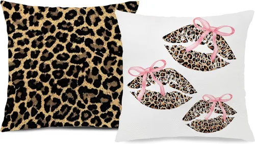 Vista 29 de Trendy Leopard Cheetah Print Pillow Covers 18x18 Set of 4