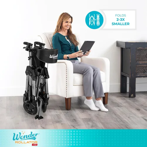 Vista 4 de Stander Rodillo Wonder de alta resistencia, andador plegable resistente para adultos, personas mayores, capacidad de peso de 450 libras, ruedas